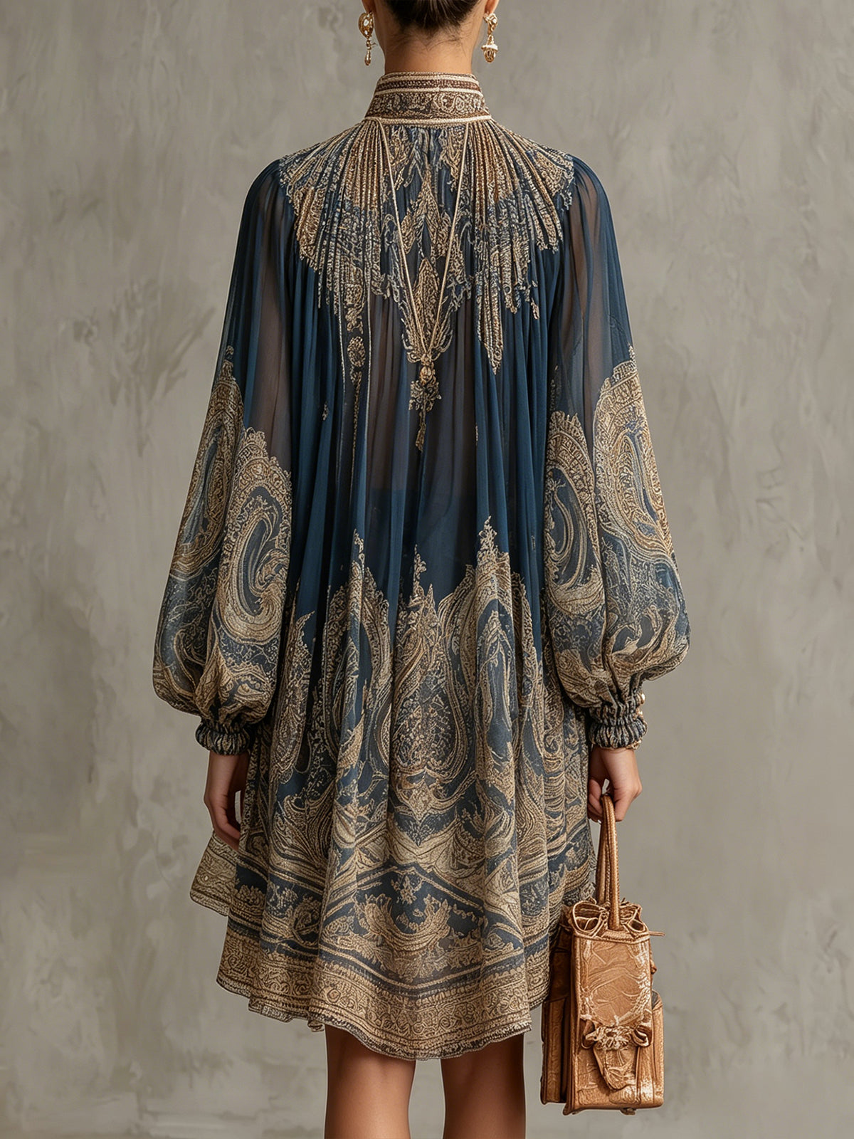 Solavine | Printed High Neck Mini Dress