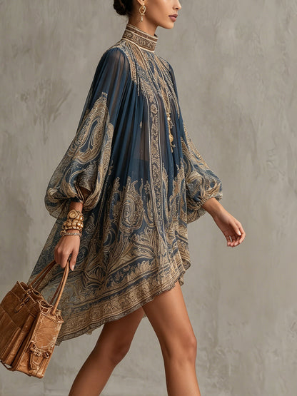 Solavine | Printed High Neck Mini Dress