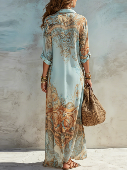 Elyndra | Printed Button Front Maxi Dress