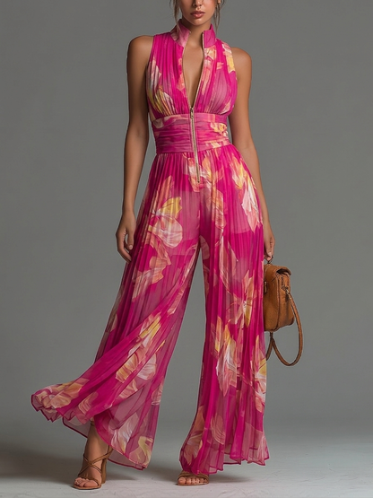 Elarisse | Pleated Waist Wide Leg Jumpsuit