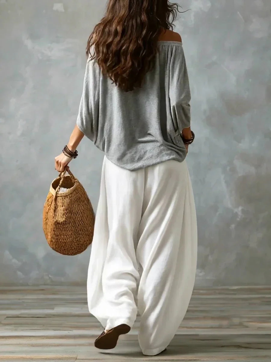 Kerensa | Off Shoulder Boho Top And Harem Trousers Set