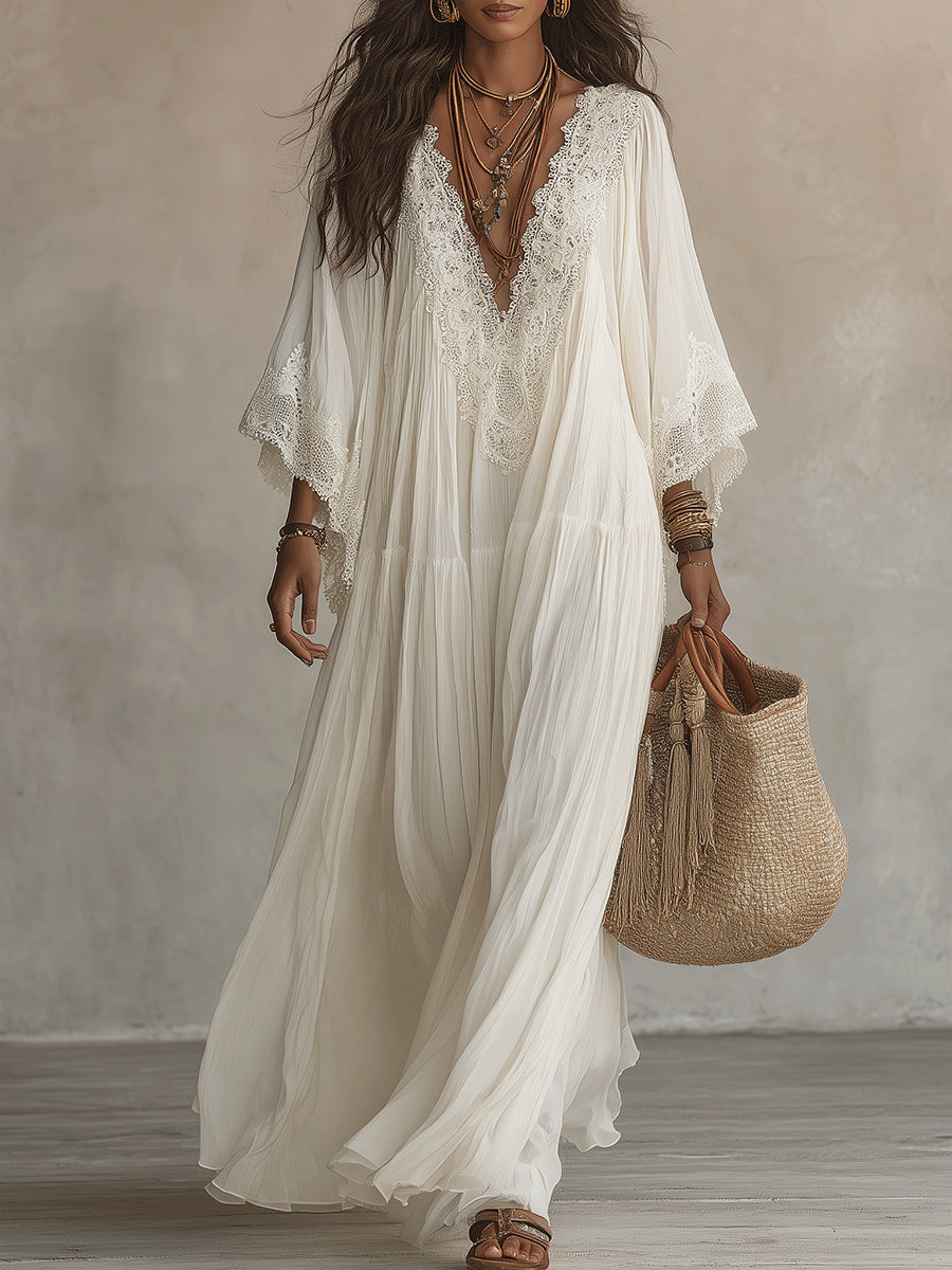 Orlienne | Graceful Lace Sleeve Maxi Dress