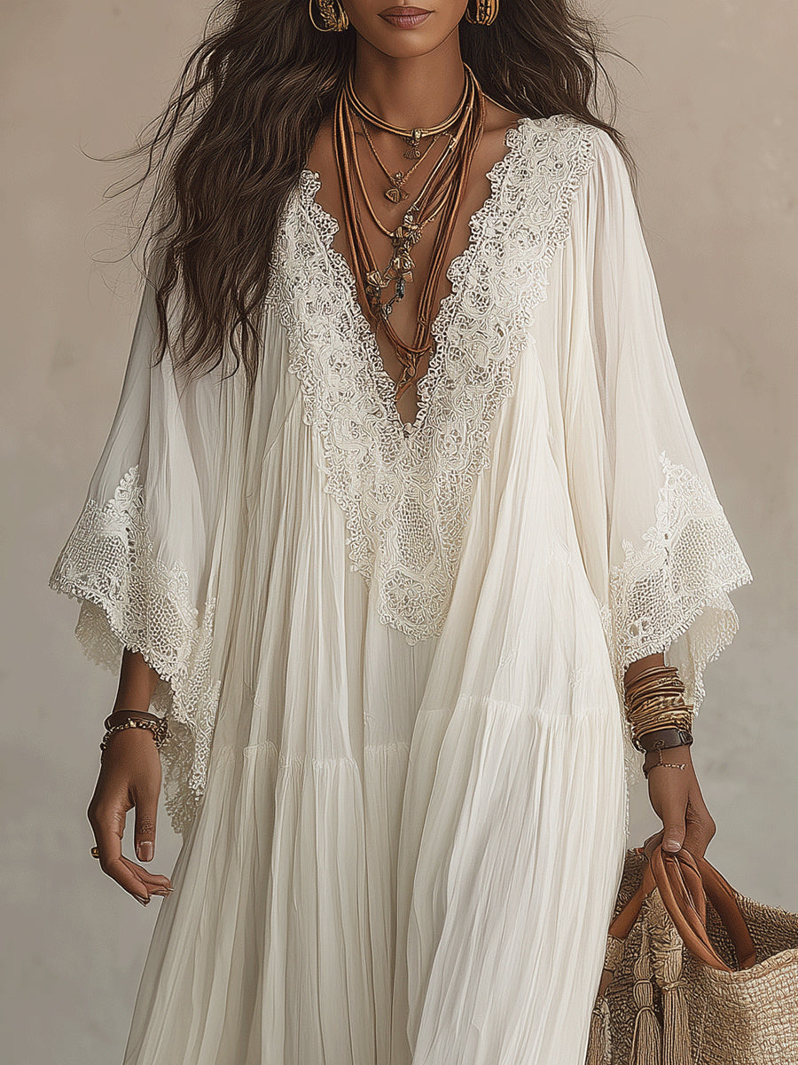 Orlienne | Graceful Lace Sleeve Maxi Dress