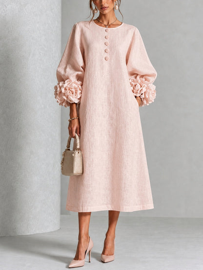 Maelona | Floral Cuff Midi Dress