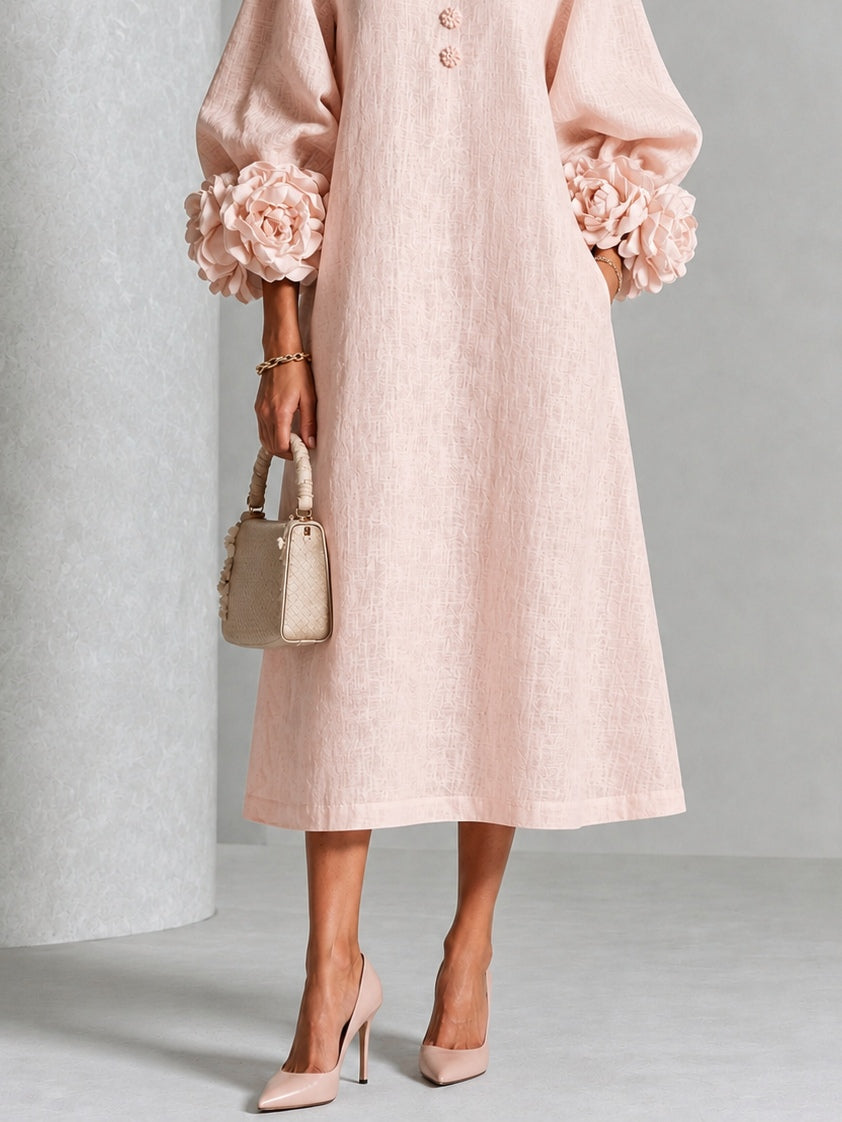 Maelona | Floral Cuff Midi Dress