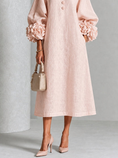 Maelona | Floral Cuff Midi Dress