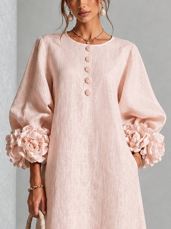 Maelona | Floral Cuff Midi Dress