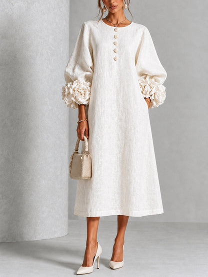 Maelona | Floral Cuff Midi Dress