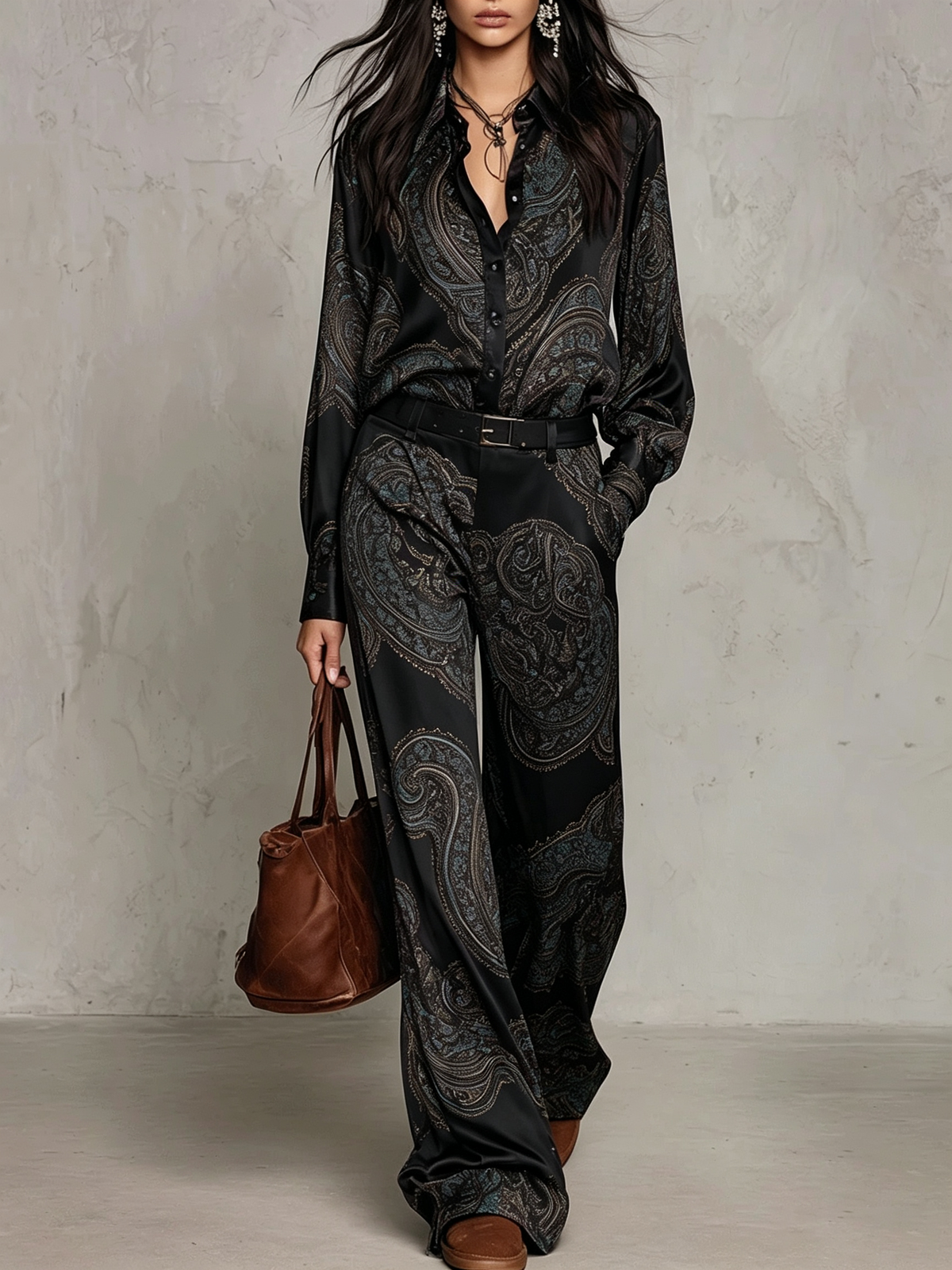 Evelara | Paisley Print Two Piece Pants Set