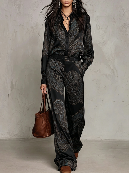 Evelara | Paisley Print Two Piece Pants Set