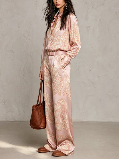 Ruelle | Elegant Paisley Wide Leg Two Piece Set