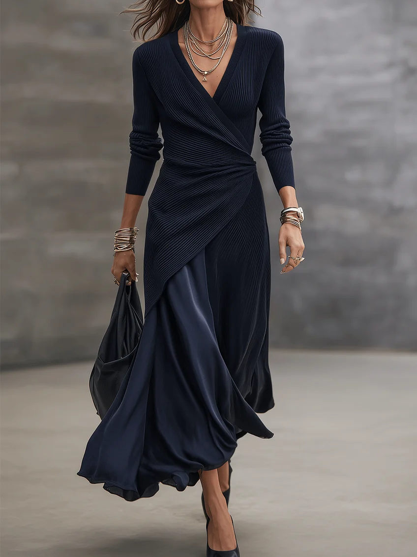 Bettina | Flowy Draped V Neck Maxi Dress