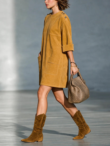 Evadelle | Pocket Detail Casual Mini Dress