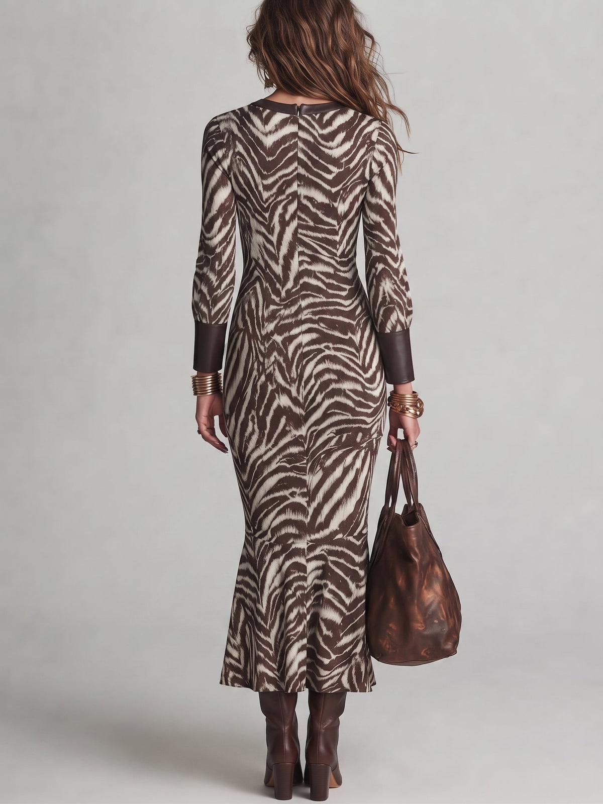 Ysadora | Zebra Print Cutout Midi Dress