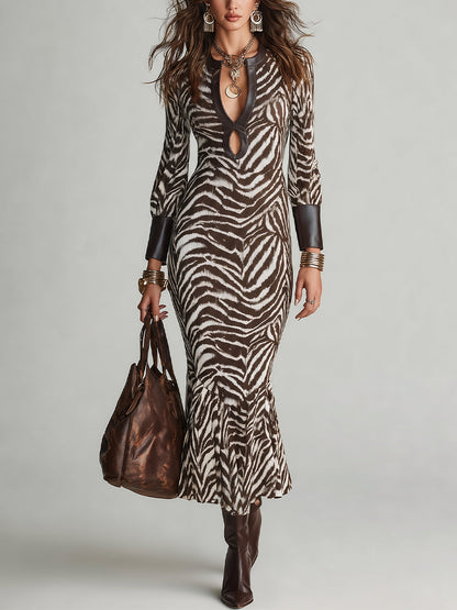 Ysadora | Zebra Print Cutout Midi Dress