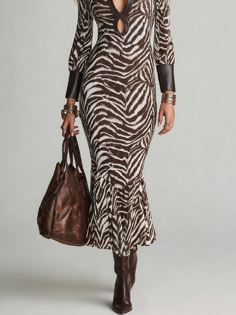 Ysadora | Zebra Print Cutout Midi Dress