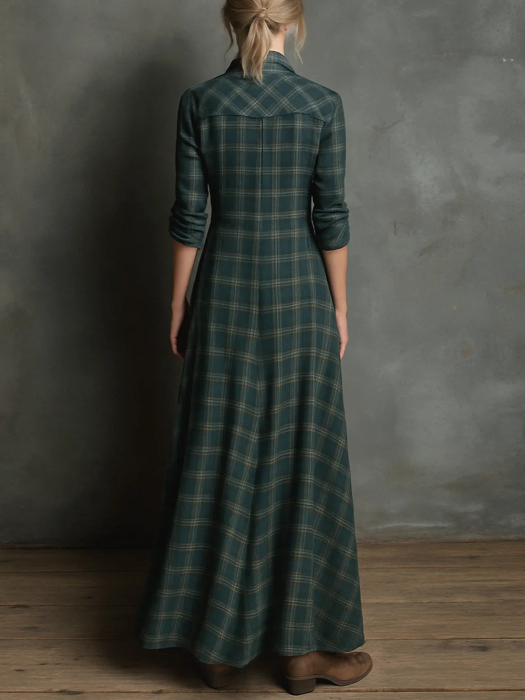Estella | Relaxed Collared Plaid Maxi Dress