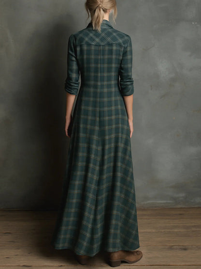 Estella | Relaxed Collared Plaid Maxi Dress