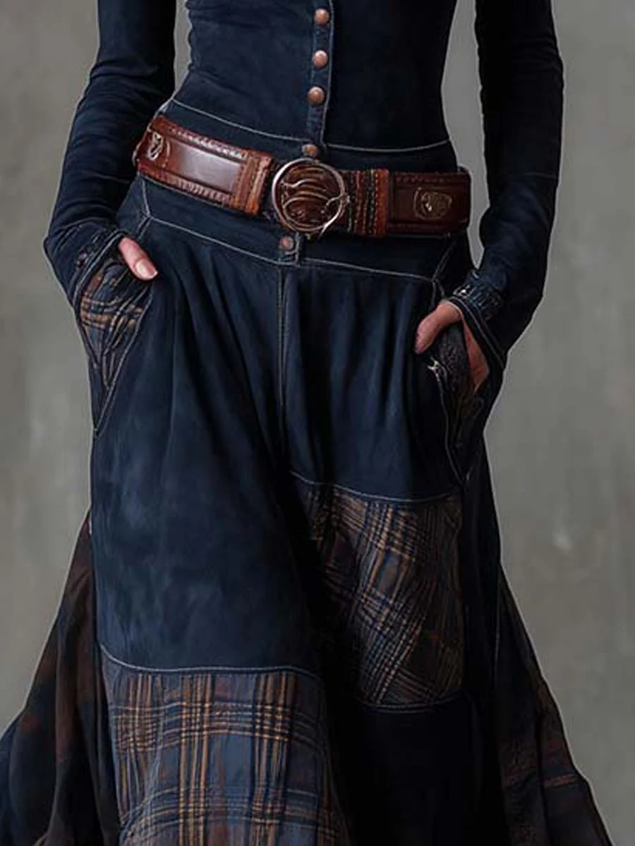 Koralie | Plaid Panel Bohemian Maxi Dress
