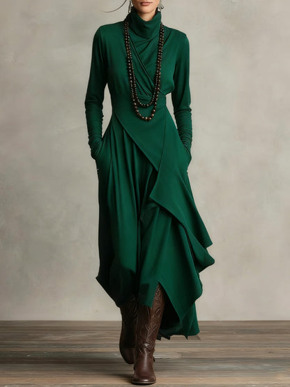 Xantippe | Asymmetric Turtleneck Maxi Dress