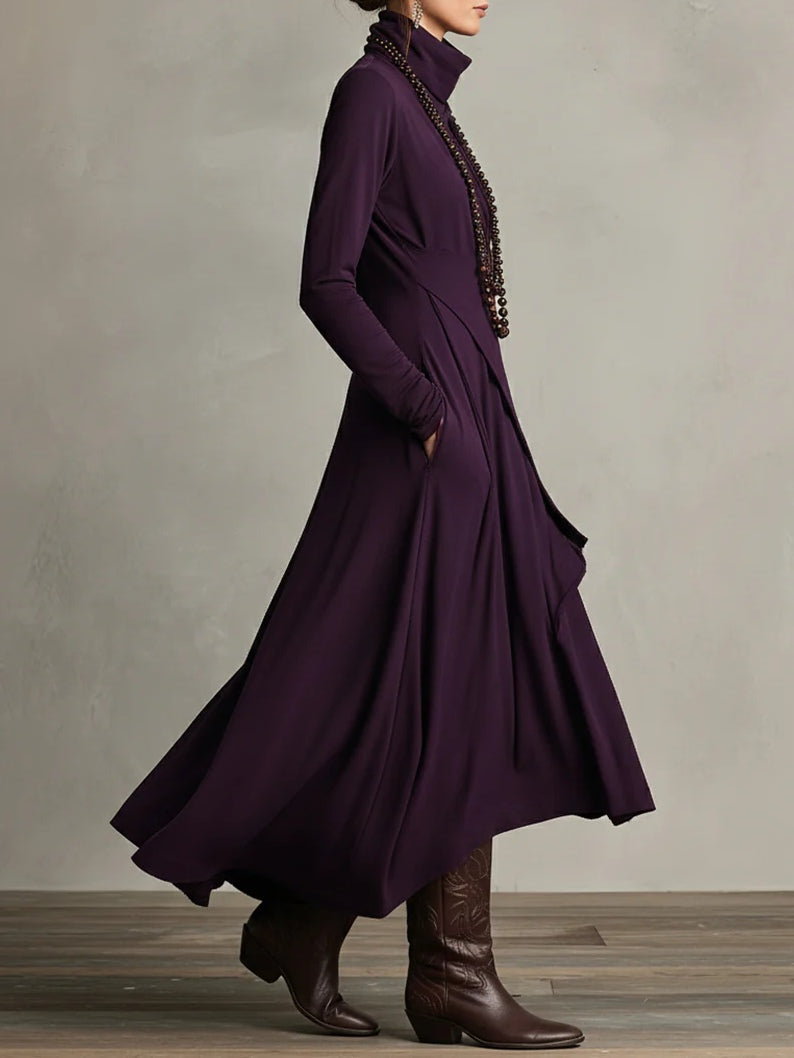 Xantippe | Asymmetric Turtleneck Maxi Dress