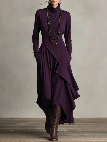 Xantippe | Asymmetric Turtleneck Maxi Dress