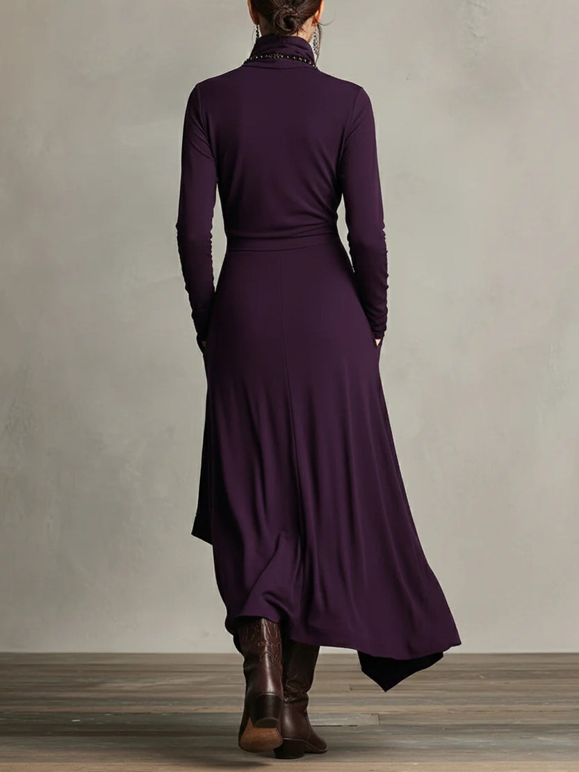 Xantippe | Asymmetric Turtleneck Maxi Dress