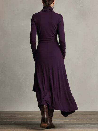 Xantippe | Asymmetric Turtleneck Maxi Dress