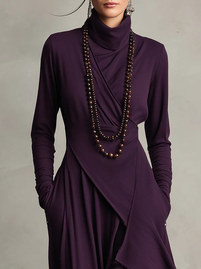 Xantippe | Asymmetric Turtleneck Maxi Dress