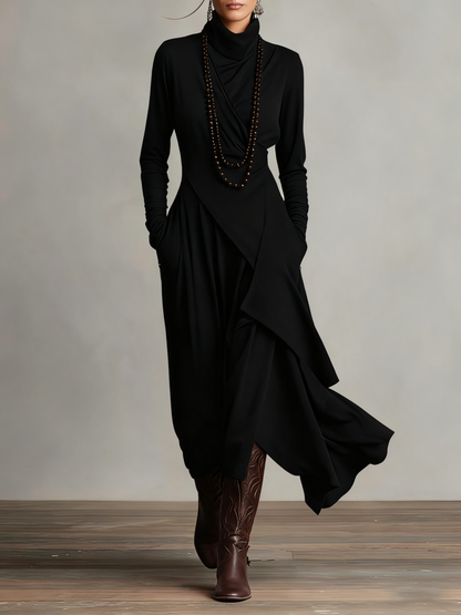 Xantippe | Asymmetric Turtleneck Maxi Dress