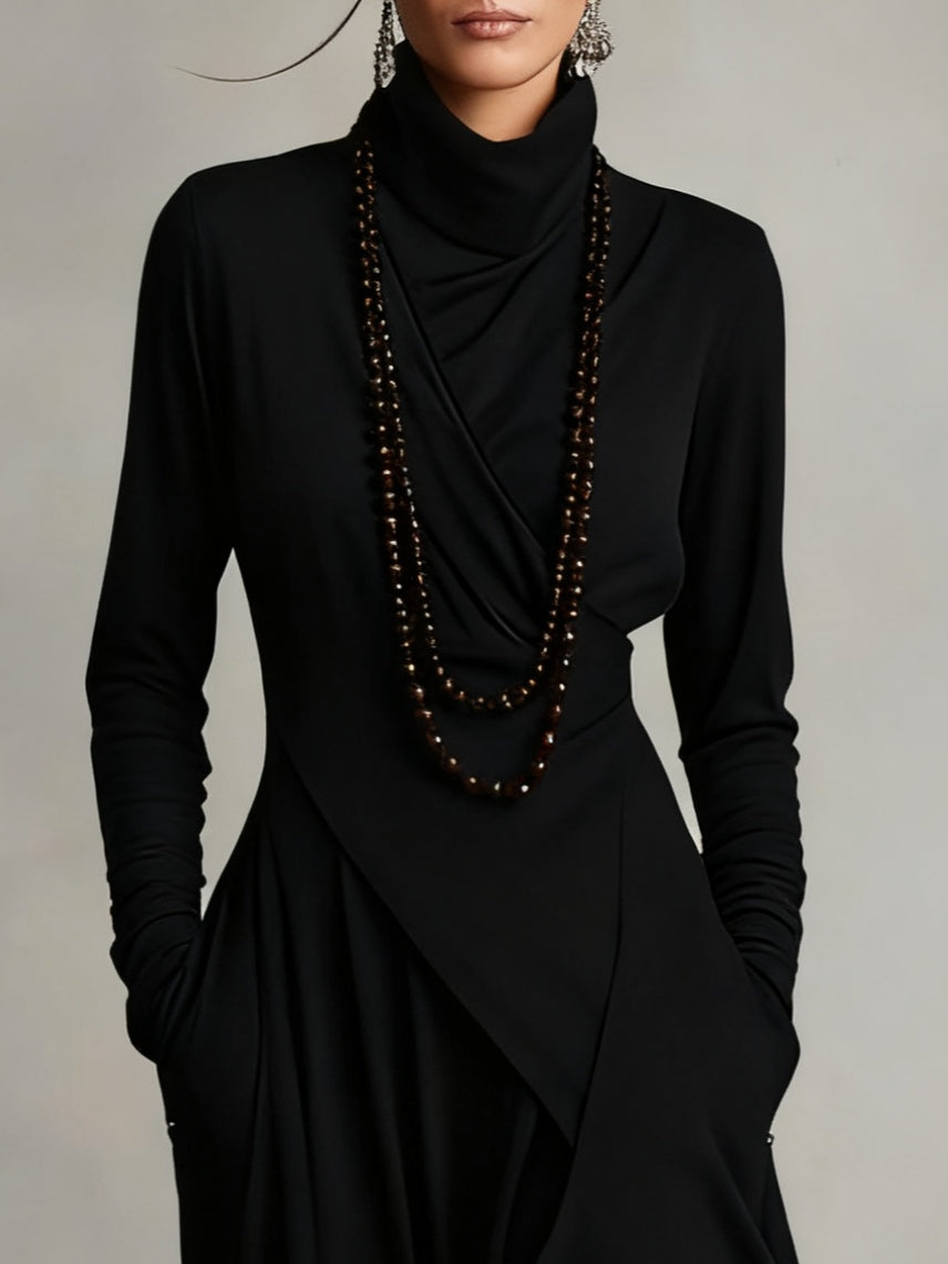Xantippe | Asymmetric Turtleneck Maxi Dress