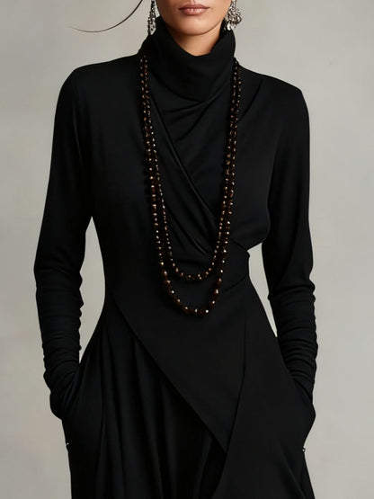 Xantippe | Asymmetric Turtleneck Maxi Dress