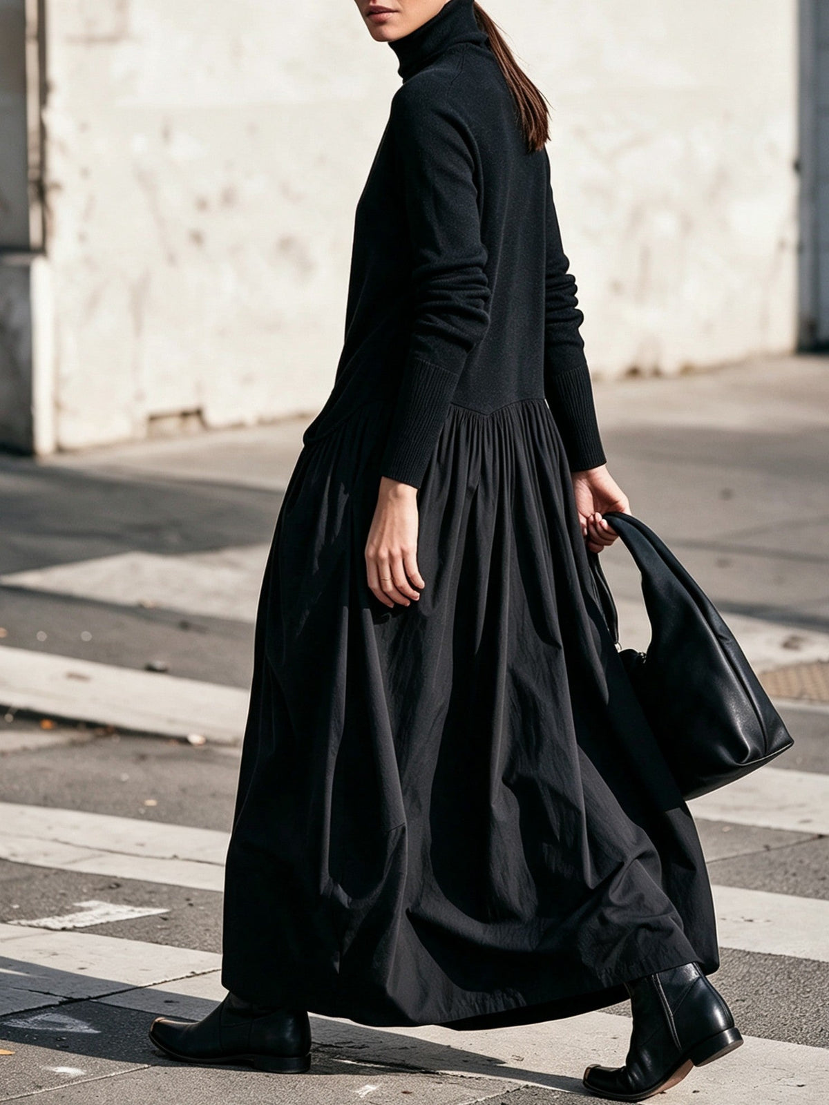 Ksenia | Turtleneck Drop Waist Maxi Dress