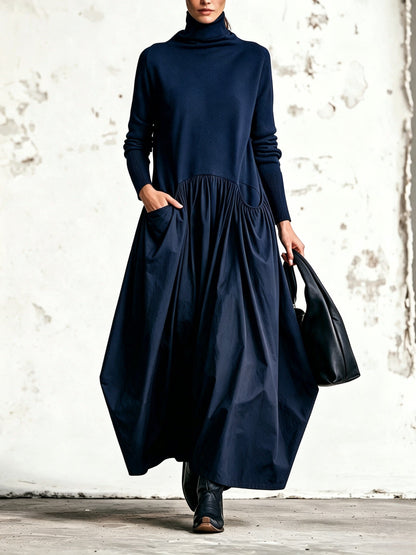 Ksenia | Turtleneck Drop Waist Maxi Dress