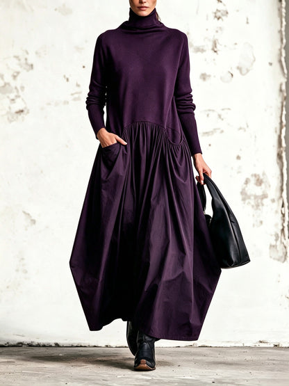 Ksenia | Turtleneck Drop Waist Maxi Dress