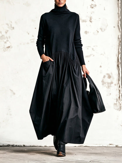 Ksenia | Turtleneck Drop Waist Maxi Dress