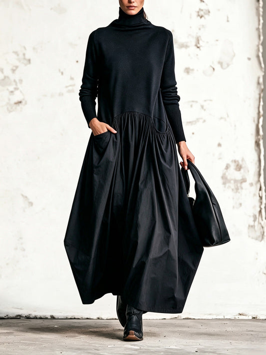Ksenia | Turtleneck Drop Waist Maxi Dress