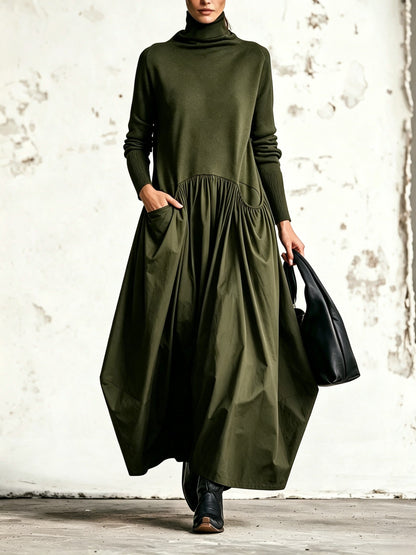Ksenia | Turtleneck Drop Waist Maxi Dress