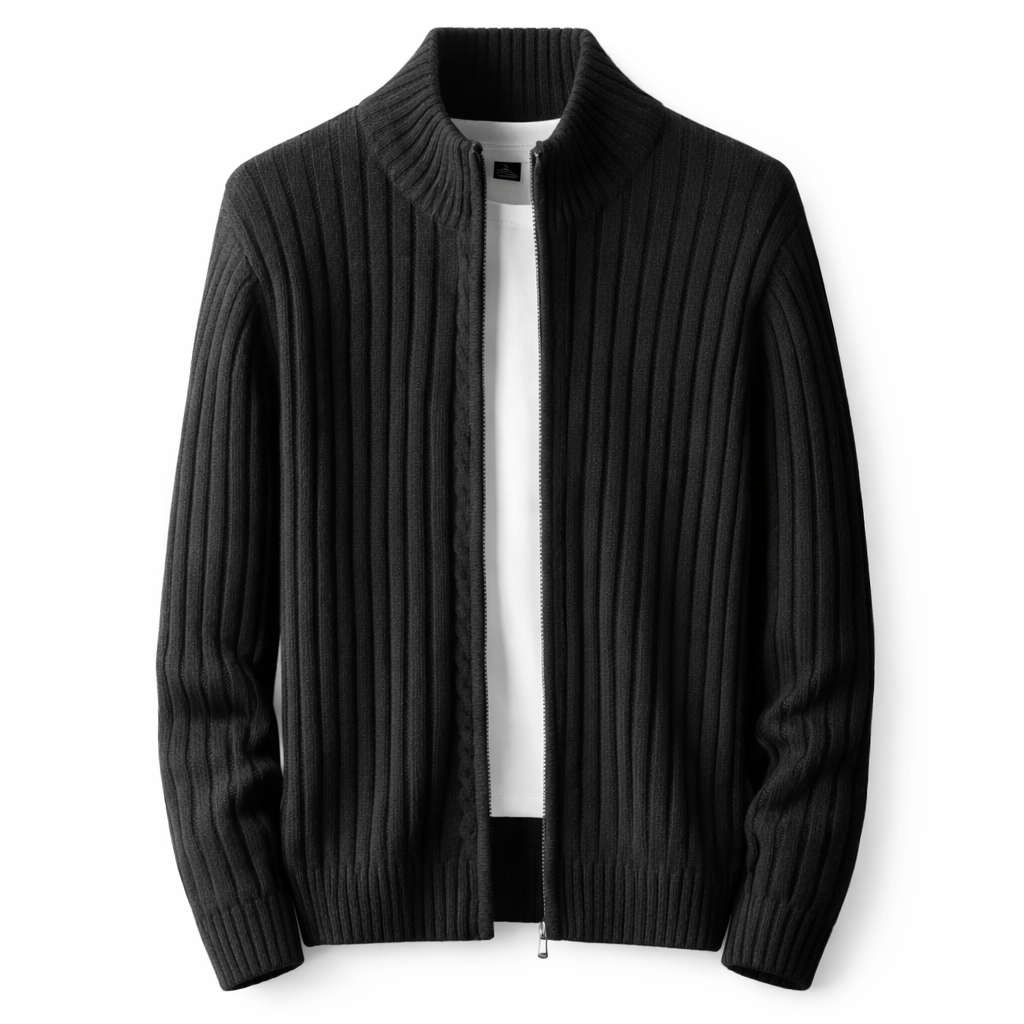 Elric | Stand Collar Full Zip Knit Cardigan