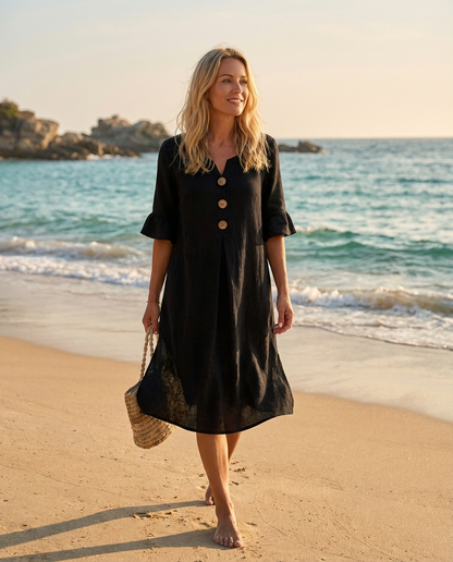 Elovara | Button Detail Beach Midi Dress