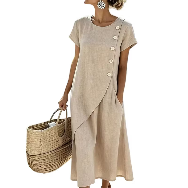 Avenelle | Asymmetrical Layered Linen Dress