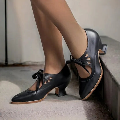 Brionette | Elegant Cutout Block Heel Pumps