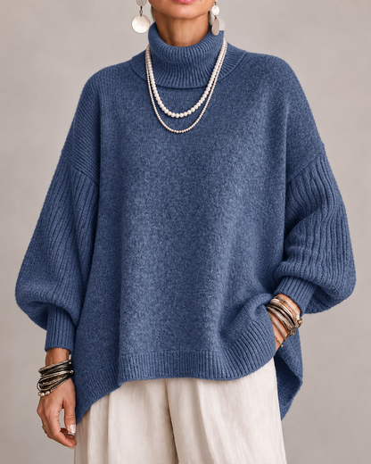 Nolisse | Relaxed Ribbed Sleeve Turtleneck Sweater