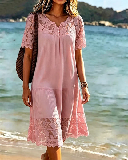 Roselinde | Relaxed Short Sleeve Lace Dress