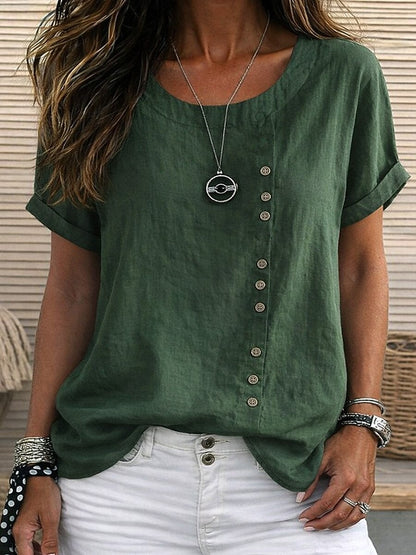 Delyth | Asymmetrical Button Casual Blouse