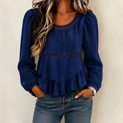 Maravelle | Puff Sleeve Peplum Blouse
