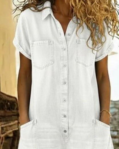 Nymerisse | Short Sleeve Denim Utility Romper