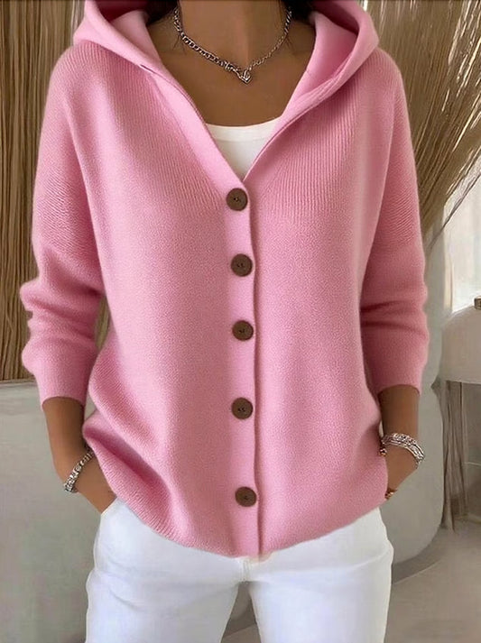 Asterelle | Cozy Hooded Button Knit Cardigan