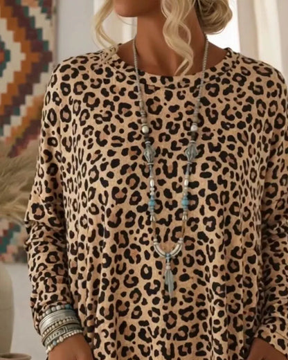 Zafira | Leopard Print Pocket Tunic Top