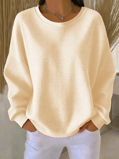Velunara | Waffle Knit Casual Sweatshirt